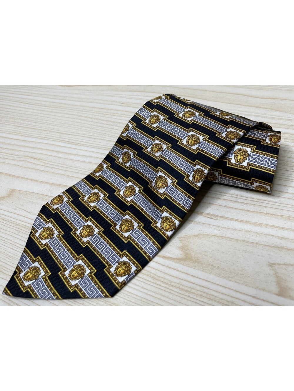Vintage 90s Gianni Versace Silk Tie - Greek Key/Baroque/Medusa Made In Italy
